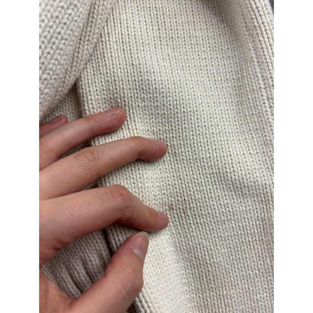 Vtg Polo Ralph Lauren Sweater Men's L Cream Cotton V-Neck Preppy Crest Logo SEE - Picture 8 of 8